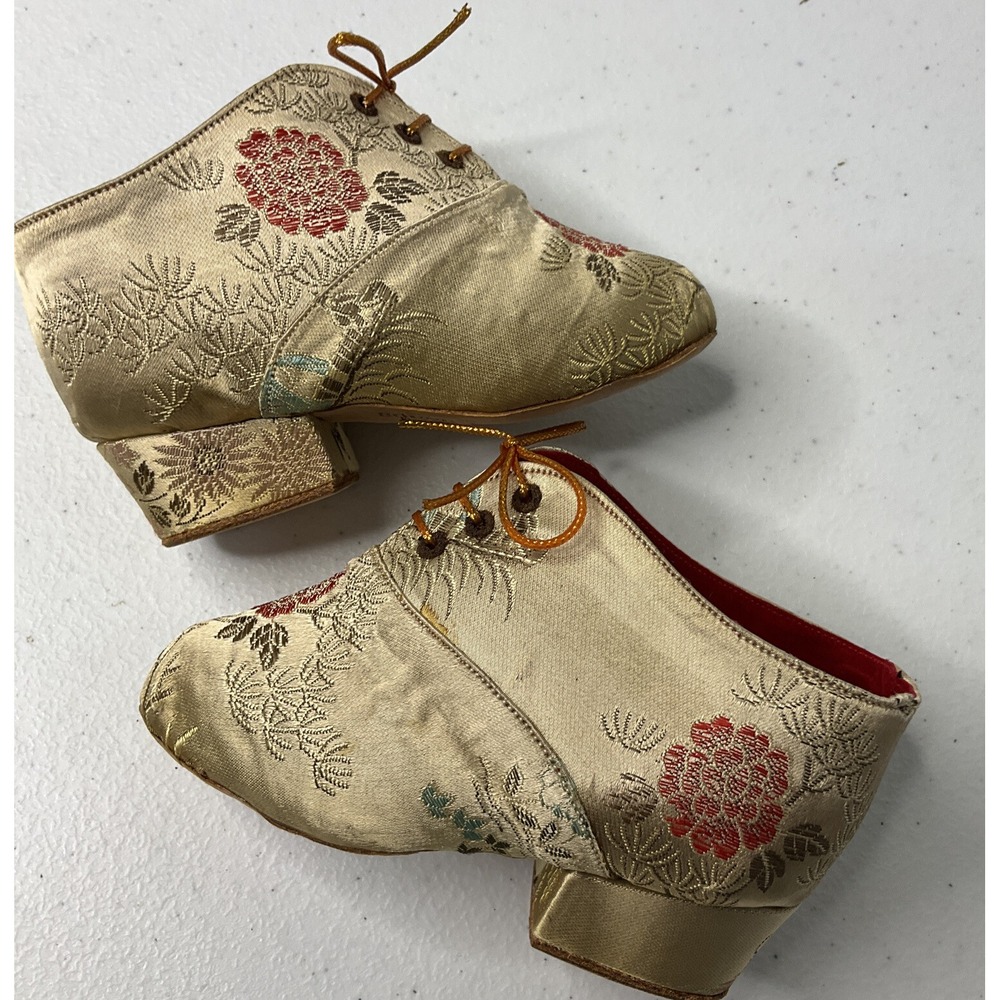 Vintage Bound Feet Shoes Lotus Chinese Embroidered Fabric Malaysia WAH AIK‎ Shoe